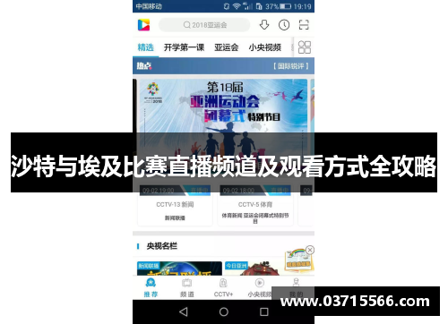 沙特与埃及比赛直播频道及观看方式全攻略